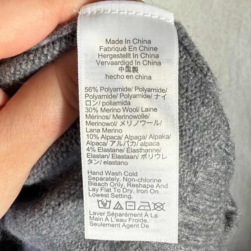 J.Crew Mens Merino Wool Alpaca V-Neck Sweater Gray CE717 Size L NWT Snag